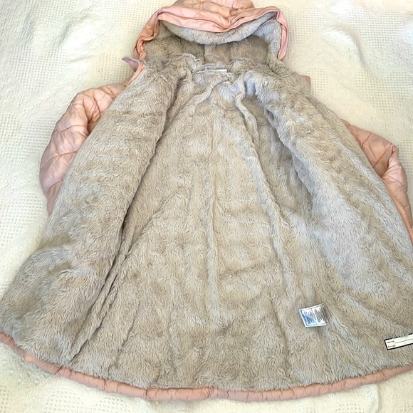 DKNY Sport Puffer Jacket Coat Faux Fur Lined Blush Pink Women’s Size Small - Picture 4 of 12